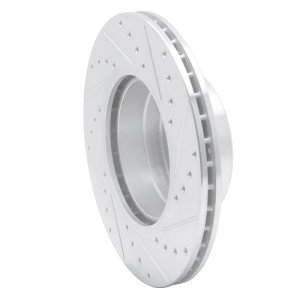 BMW 525I Brake Rotor (1) - Front Left - R1 Concepts - Drilled & Slotted - Silver - `96-`03